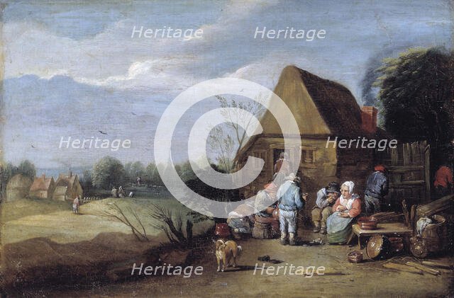 Outside the village inn, c1660s. Creator: David Teniers II.