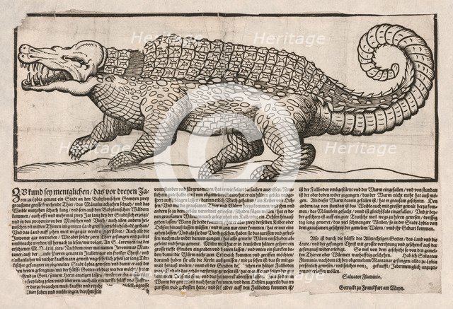 Popular print with representation of a Crocodile, 1563.