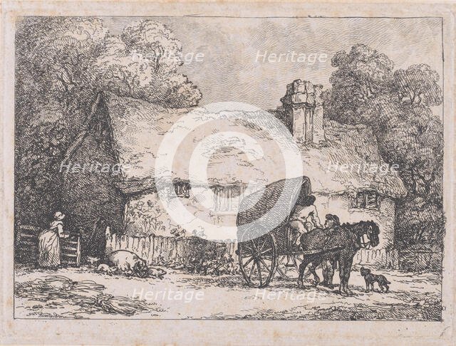 Cottage with Cart and Pigs, 1783-89., 1783-89. Creator: Thomas Rowlandson.