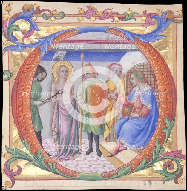 Martyrdom of Saint Agatha in an Initial D, ca. 1470-73. Creator: Sano di Pietro.