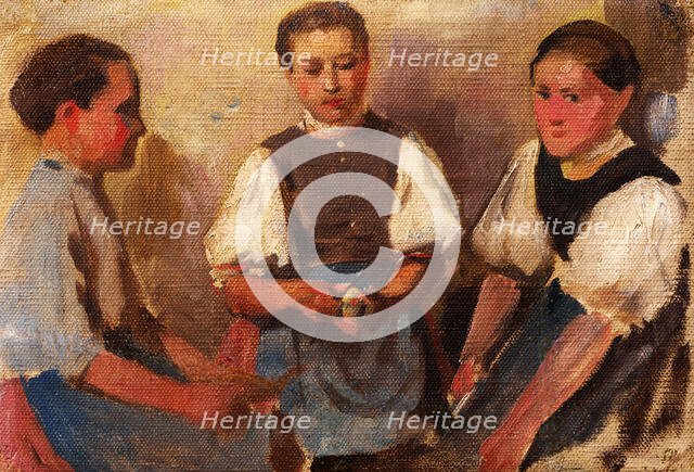 Three Girls, 1913. Creator: Frida Konstantin.