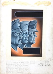 Field Marshal Alexander, General Eisenhower and Admiral Cunningham, between 1939 and 1946. Creators: Central Office of Information, Marc Stone.