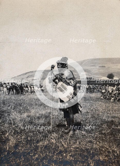 Natal, South Africa: an African man acting as the official witness at a Zulu wedding at Henley, 1905 Creator: Agnes Henderson.
