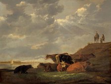 River Landscape with Cows, 1645/1650. Creator: Aelbert Cuyp.