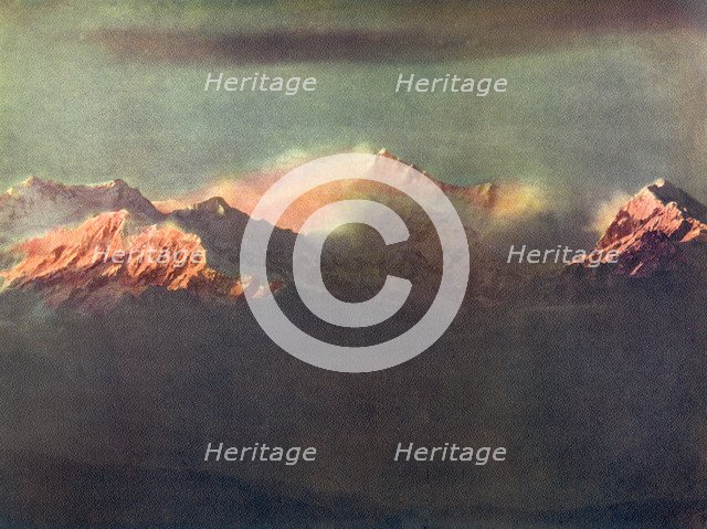 'Last Rays of Light on Kinchenjunga', c1910. Artist: Unknown