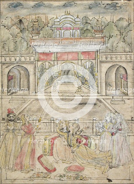 Ladies Relaxing on a Terrace, c1775. Creator: Unknown.