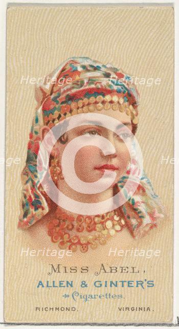 Miss Abel, from World's Beauties, Series 2 (N27) for Allen & Ginter Cigarettes, 1888., 1888. Creator: Allen & Ginter.