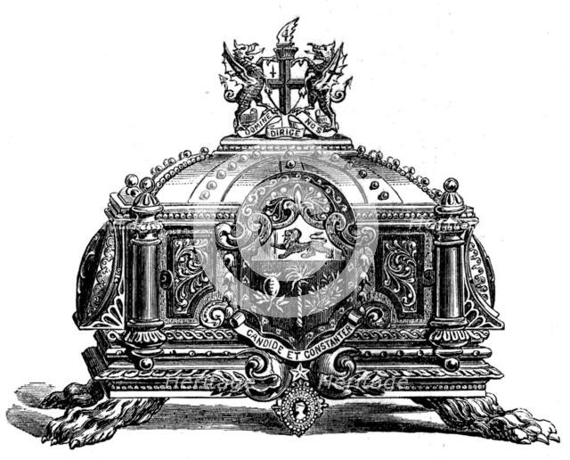 Gold casket presented to Sir Albert Sassoon, 1873. Creator: Unknown.