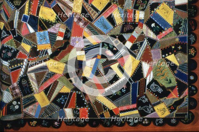 Bedcover (Crazy Quilt), Massachusetts, 1887/88. Creator: Unknown.
