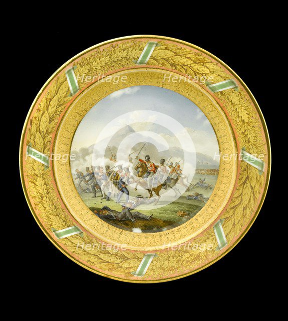 Dessert plate depicting the Battle of Talavera, Spain, 1809 (1818). Artist: Unknown.