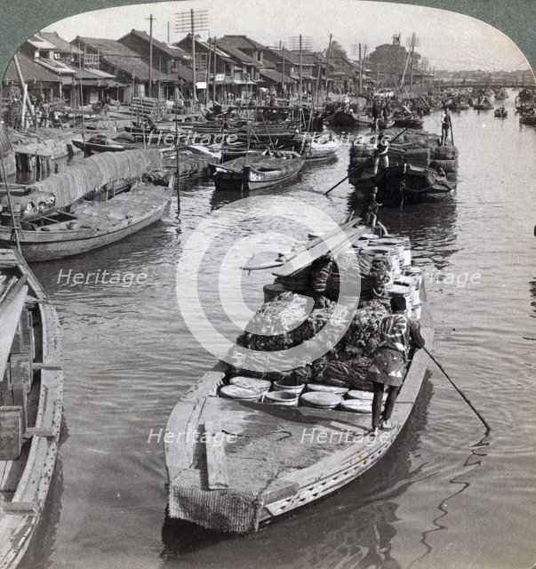Looking west from Nihon bashi (bridge), towards the centre of Tokyo, Japan, 1904. Artist: Underwood & Underwood