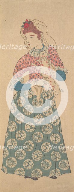 Dutch Woman Holding a Dog, first half of the 19th century. Creator: Unknown.