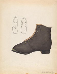 Child's Shoe, c. 1937. Creator: Mae Szilvasy.