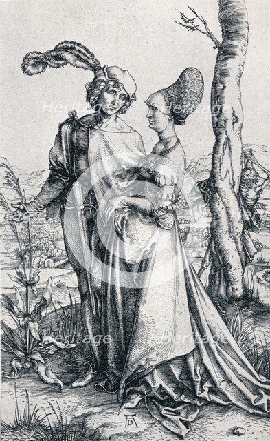 'Young Couple Threatened by Death` (or `The Promenade'), 1495, (1906). Artist: Albrecht Durer.