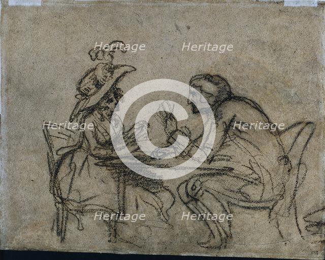 Woman and Man Playing Cards, 1792. Creator: Benjamin West (American, 1738-1820).