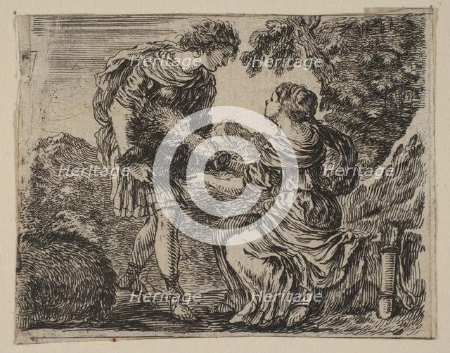Meleager and Atalanta, from 'Game of Mythology' (Jeu de la Mythologie), 1644. Creator: Stefano della Bella.