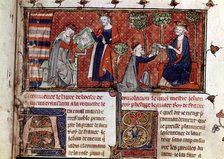 Jean de Meung, writing and delivering to Philip IV, king of France, his translation of the work '…