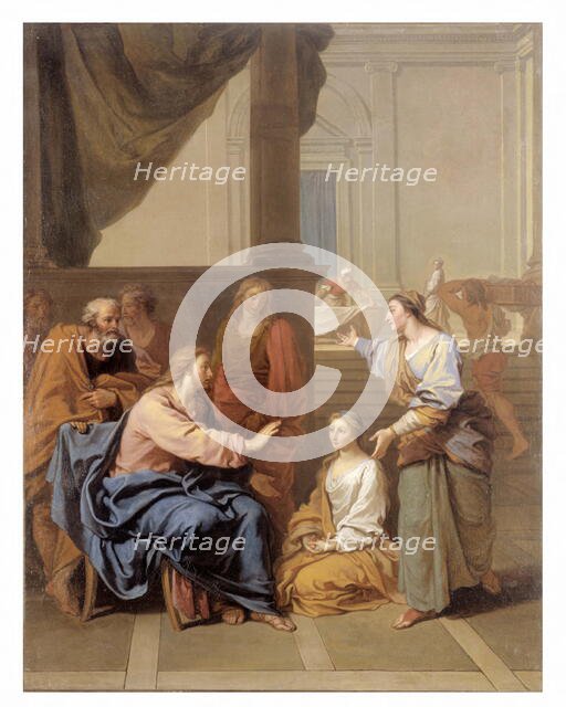 Christ with Martha and Mary. Sketch (or reduction) for "May" of Notre-Dame of 1704. Creator: Claude Saint-Paul.