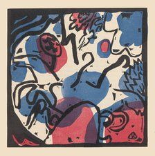 Three Riders in Red, Blue and Black (Drei Reiter in rot, blau und schwarz), 1913. Creator: Kandinsky, Wassily Vasilyevich (1866-1944).