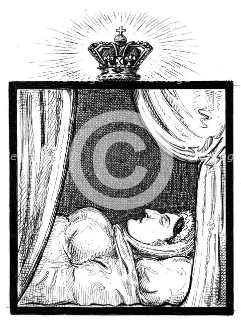 'Her Majesty Queen Caroline as she appeared a few hours after her decease', c1821. Artist: Unknown