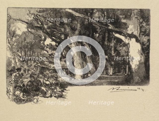 Fontainebleau Forest: Noon under the Trees (La Forêt de Fontainebleau: Midi sous bois), 1890. Creator: Auguste Louis Lepère (French, 1849-1918); A. Desmoulins, Published in Revue Illustrée, 1887-90.
