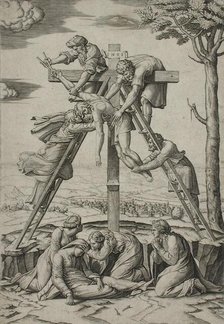 Descent from the Cross, between 1520 and 1521. Creators: Marcantonio Raimondi, Raphael.