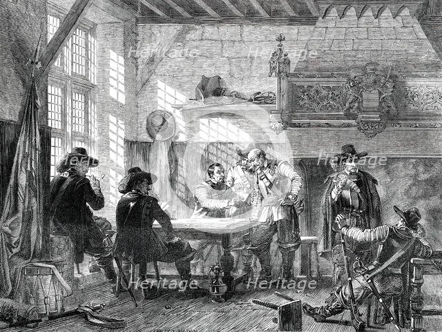 The Guard Room - painted by L. Haghe, 1850. Creator: Walter Mason.