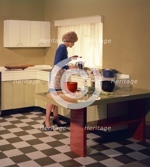 Kitchen scene, Warwick, Warwickshire, 1966. Artist: Michael Walters