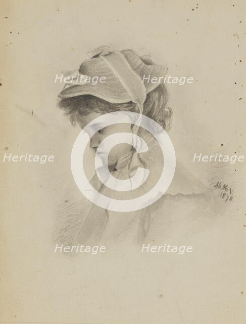 Untitled (Head of a Child Looking Down), 1878. Creator: Mary Vaux Walcott.