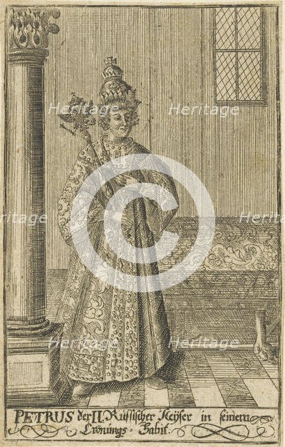 Portrait of the Tsar Peter II of Russia (1715-1730), ca 1730. Creator: Anonymous.