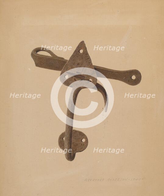 Handled Door Latch, 1940. Creator: Alexander Anderson.