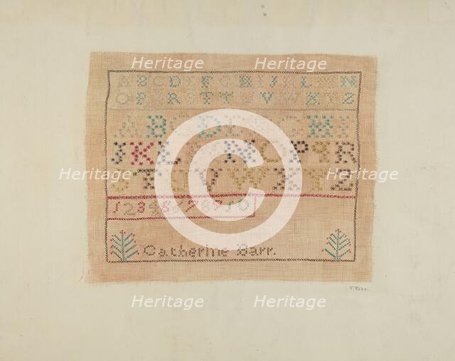 Sampler, c. 1937. Creator: Arelia Arbo.