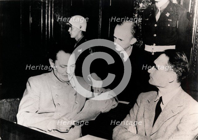 Nazi leaders Hermann Göring and Rudolf Hess at the Nuremberg Trials, Germany, c1945-c1946. Artist: Unknown