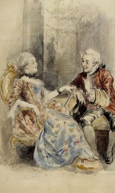 Couple Having a Conversation, Rococo Attire, c1890s. Creator: Albert Edelfelt.