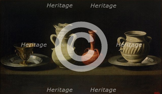 Still Life with Four Vessels. Artist: Zurbarán, Francisco, de (1598-1664)