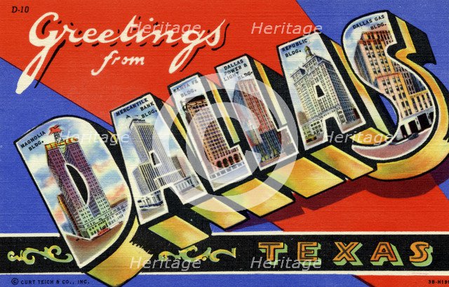 'Greetings from Dallas, Texas', postcard, 1943. Artist: Unknown