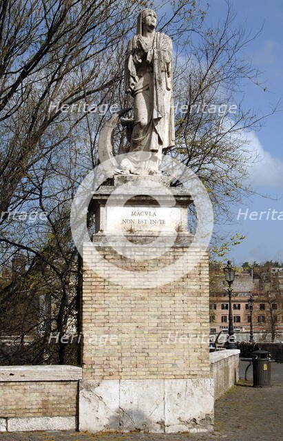 Statue decorating the Milvian bridge over the Tiber river, Rome, Italy, 2009. Creator: LTL.