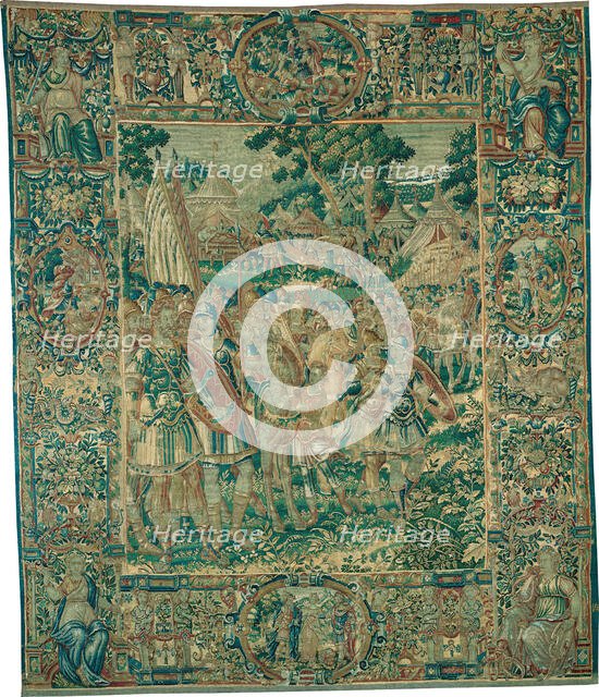 Alexander Kneeling before Jaddus at the Gates of Jerusalem [left section], c. 1600. Creator: Unknown.