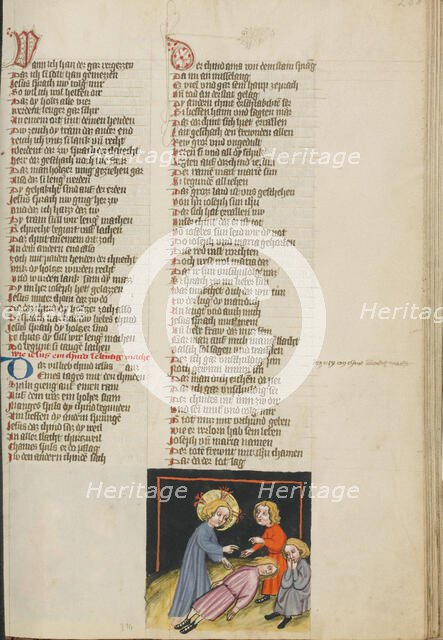 Jesus Raising a Dead Child; Weltchronik, about 1400-1410. Creator: Unknown.