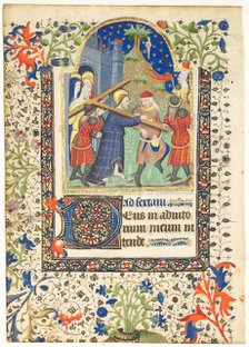 Leaf from a Book of Hours: Christ Carrying the Cross (Sext, Hours of the Cross), c. 1410-1420. Creator: Unknown.