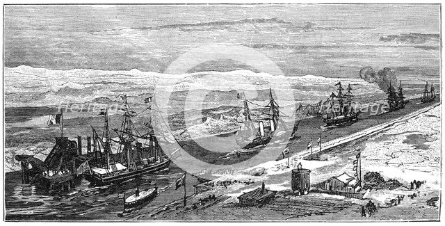 View of the Suez Canal, Egypt, 1900. Artist: Unknown