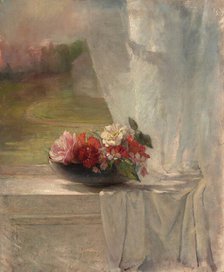 Flowers on a Window Ledge, c. 1861. Creator: John La Farge.