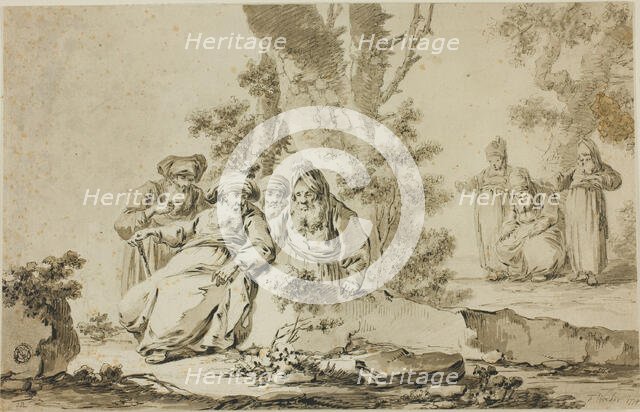 Figures in Oriental Costume in a Landscape, n.d. Creator: Tiberius Dominikus Wocher.