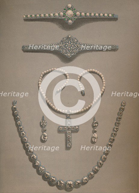 'Necklace, Earrings, Bracelets Wedding gifts presented to Alexandra of Denmark', 1863. Artist: Robert Dudley.