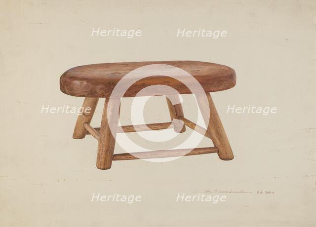 Pennsylvania Dutch Bed Stool, 1935/1942. Creator: John Swientochowski.