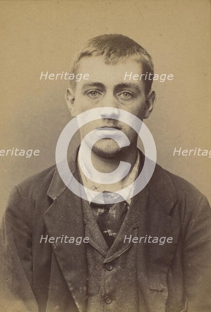 Peticolin. Henri. 23 ans, né le 8/6/71 à Goersdorf (Bas-Rhin). Vernisseur. Anarchiste. 2/7..., 1894. Creator: Alphonse Bertillon.