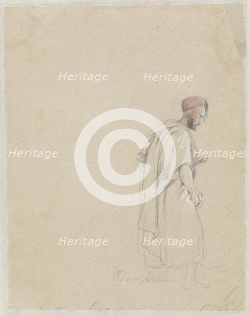 Figure study of a man with a turban and sword, 1824-1880. Creator: Raden Saleh.
