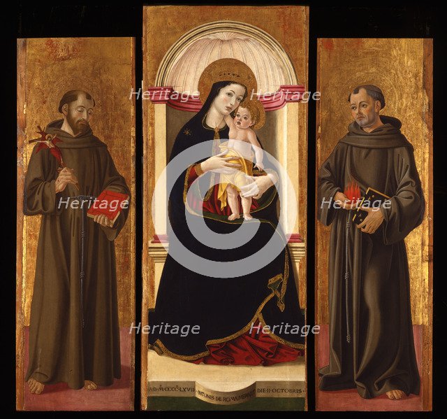 Triptych: Virgin and child with Saints Francis and Anthony Abbot.
