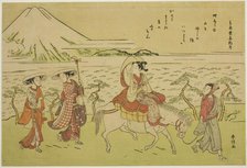 Parody of Ariwara no Narihira's journey to the east, c. 1767/68. Creator: Suzuki Harunobu.