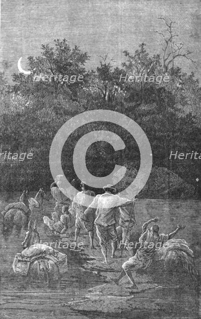 'Fording the Bakhoy; Journey from the Senegal to the Niger', 1875. Creator: Unknown.